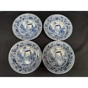 (4) Johnson Bros Historic America natural bridge Blue berry/Dessert Bowl 5.25”